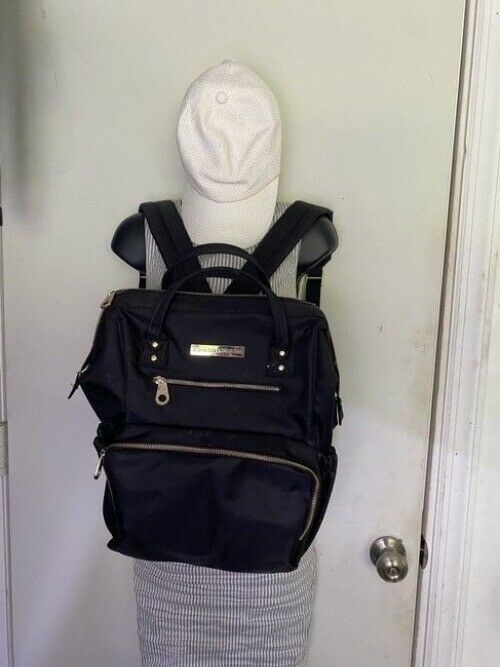 Multi Pocket Black Fabric Backpack