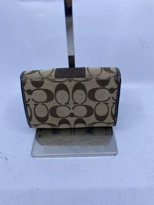 coach brown unique multi compartment cards key wallet