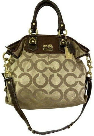 coach bag gold black fabric tote
