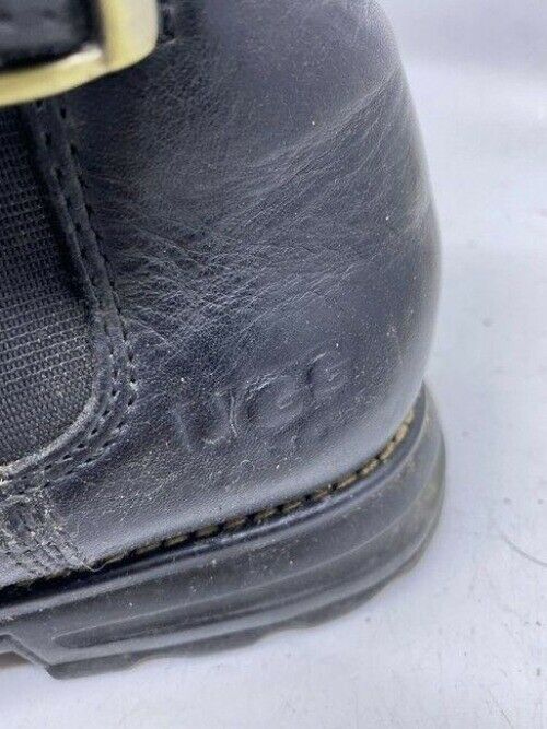 Ugg Australia Black Leather Heavy Duty Low Bootsbooties Size Us