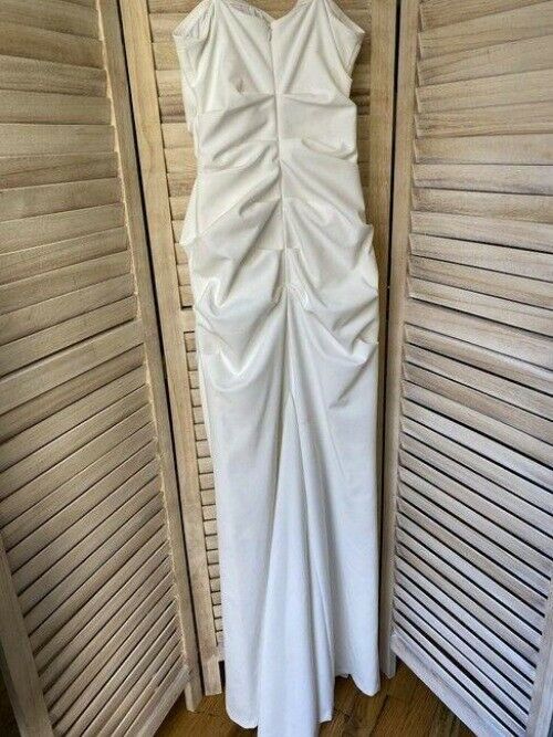 Nicole Miller Ivory Strapless Rouged Gown Msrp