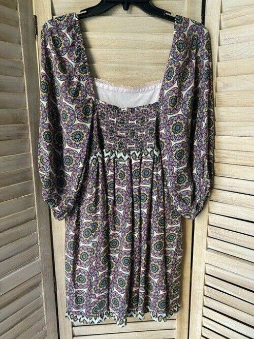 Nicole Miller Multicolor New Peasant Small Msrp Short Casual Dress