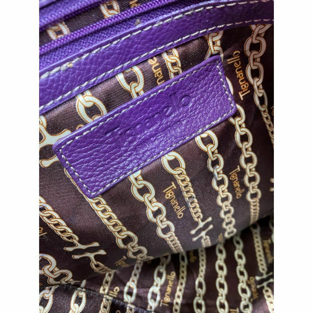Tignanello Purple Leather Shoulder Bag