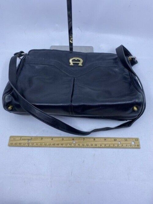 Etienne Aigner Vintage Classic Black Leather Shoulder Bag