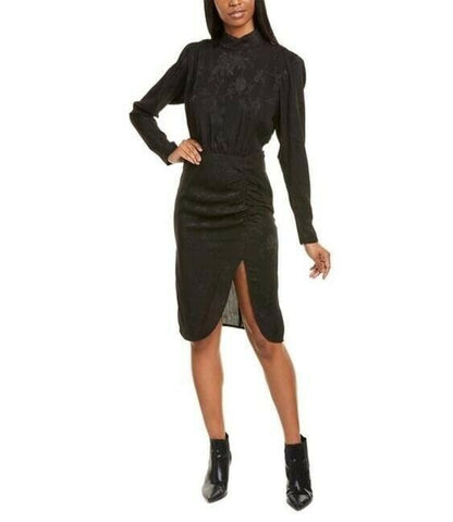 nicole miller black w new ls w slit mid length formal dress