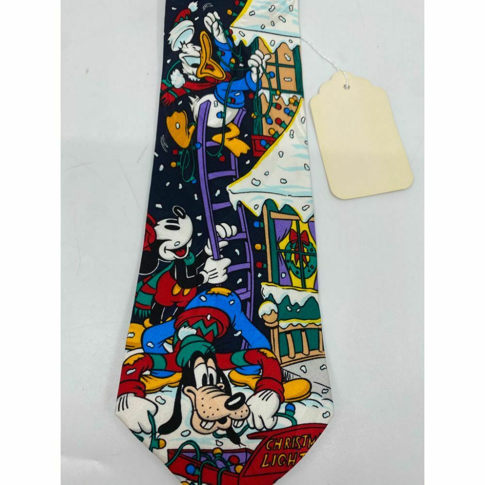 New! Mickey and Friends Disney Blue White Red Christmas Theme Neck Tie Msrp 59