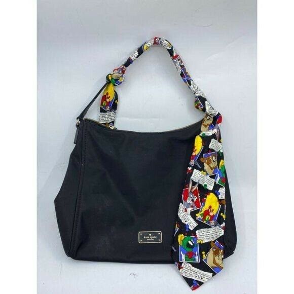KATE Spade Black Nylon Tote W/ Looney Tunes Tie