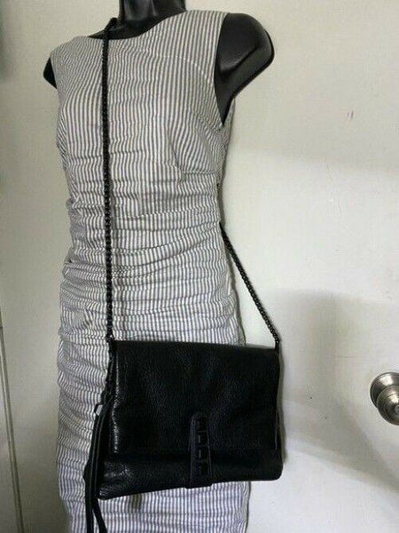 Nicole Miller Nwot Msrp Black Leather Cross Body Bag