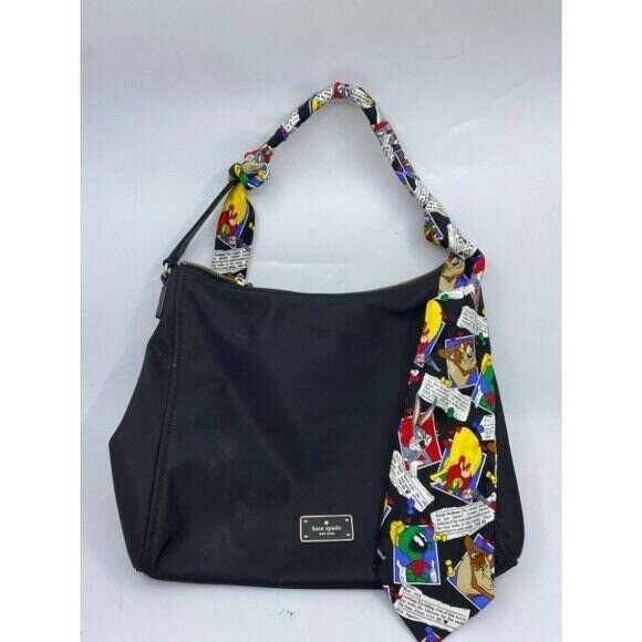 KATE Spade Black Nylon Tote W/ Looney Tunes Tie