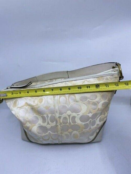 Coach Medium Tote Msrp Beige Silver Jacquard Fabric Shoulder Bag