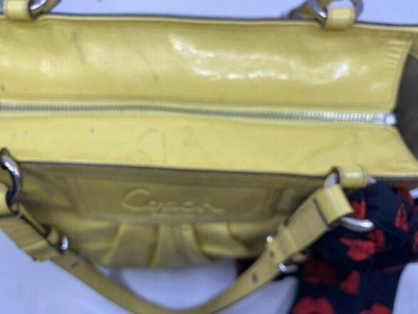 coach w w detachable specialty tie accent yellow shoulder bag