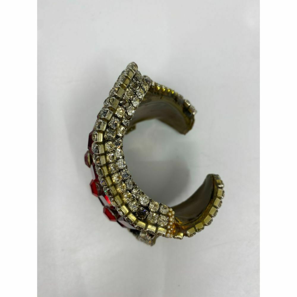Rare! WENDY GELL 1985 Signed Red Be Jeweled Cuff Bracelet