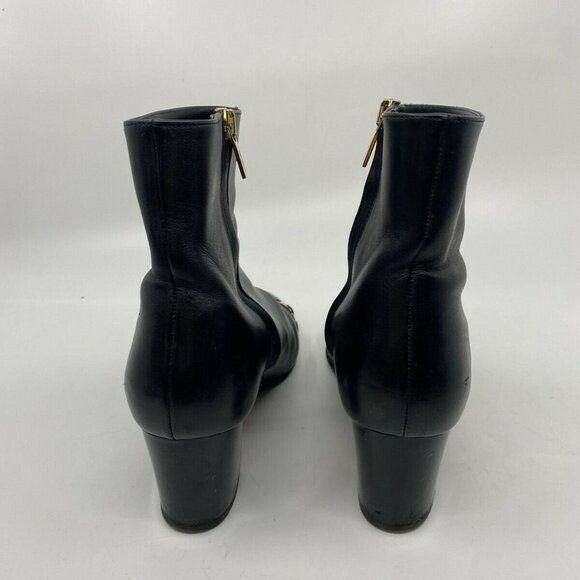 Msrp$730 SALVATORE FERRAGAMO Booties W/ Gold signa