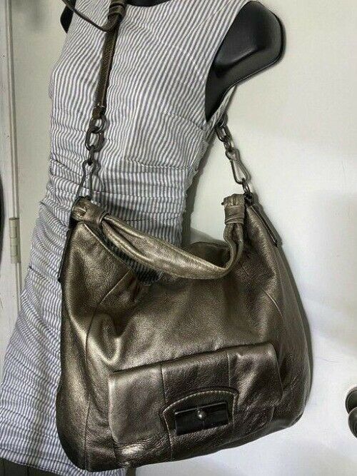 Coach xl shoulder gold leather cross body bag