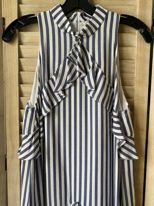 Nicole miller navy white new stripe msrp small short casual dress