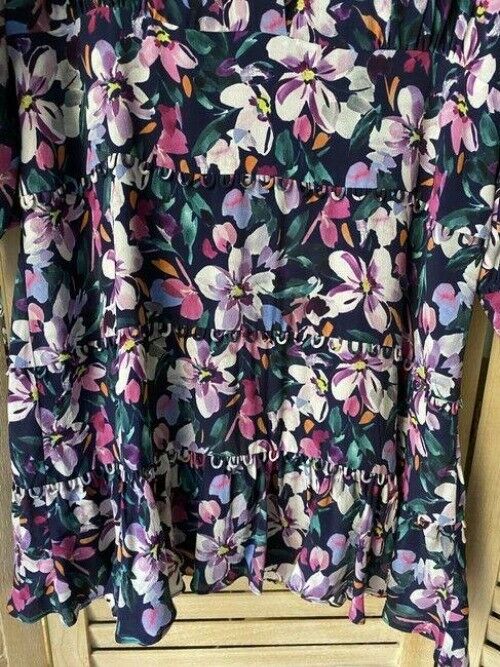 Nicole Miller White Pink Blue New Floral Mini Msrp Mid Length Short Casual Dress