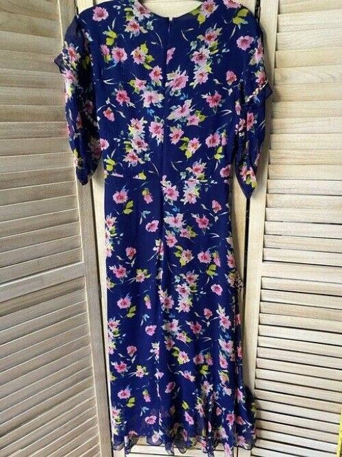 nicole miller blue pink floral msrp long casual maxi dress