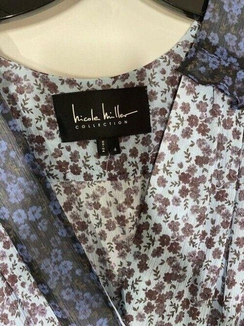 nicole miller blue brown new msrp long formal dress