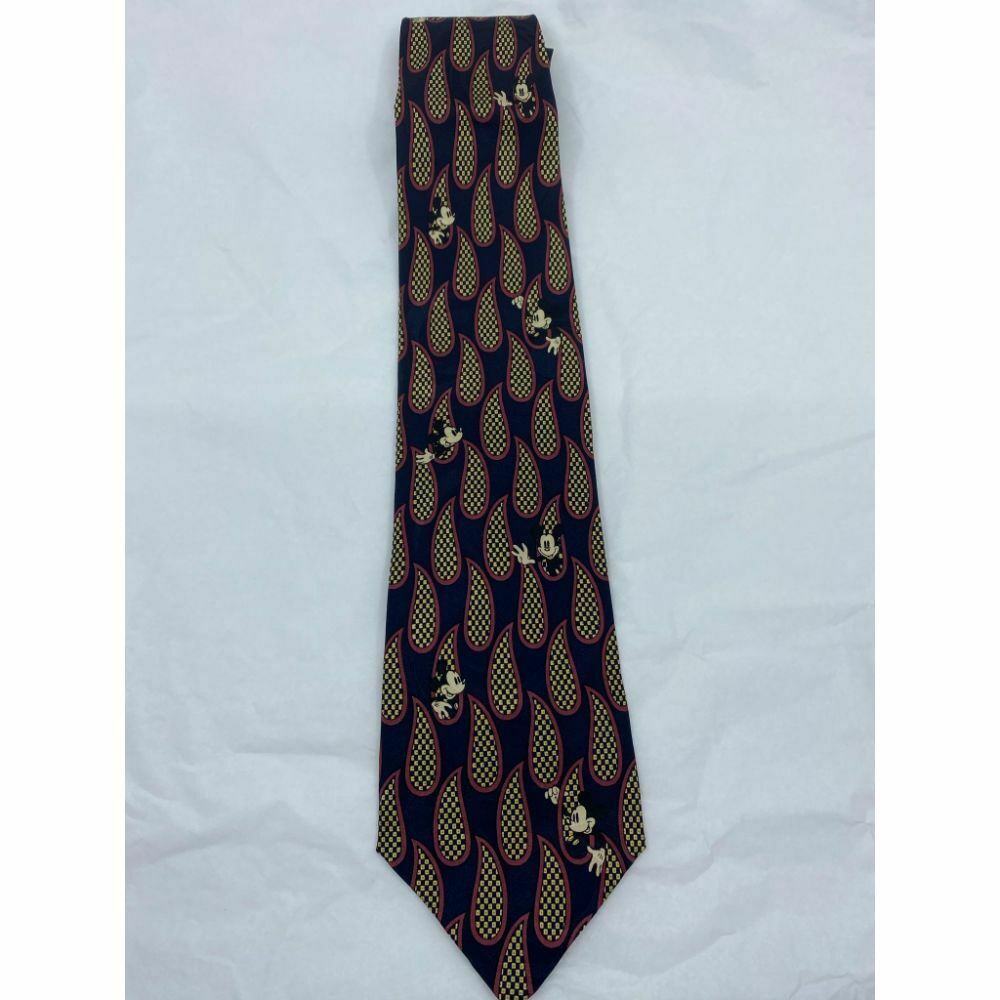 MICKEY MOUSE Disney Neck Tie Black Green Hand Made 100% Silk