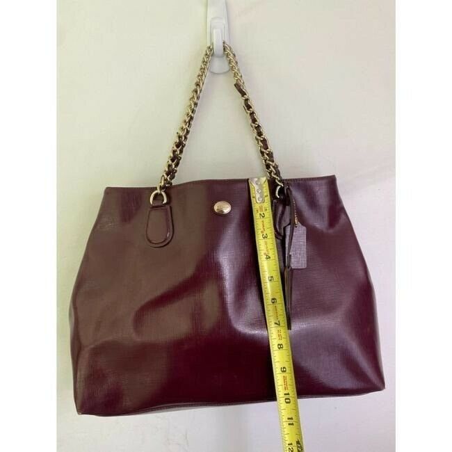 COACH XL Burgundy Leather Shopping Tote Bag