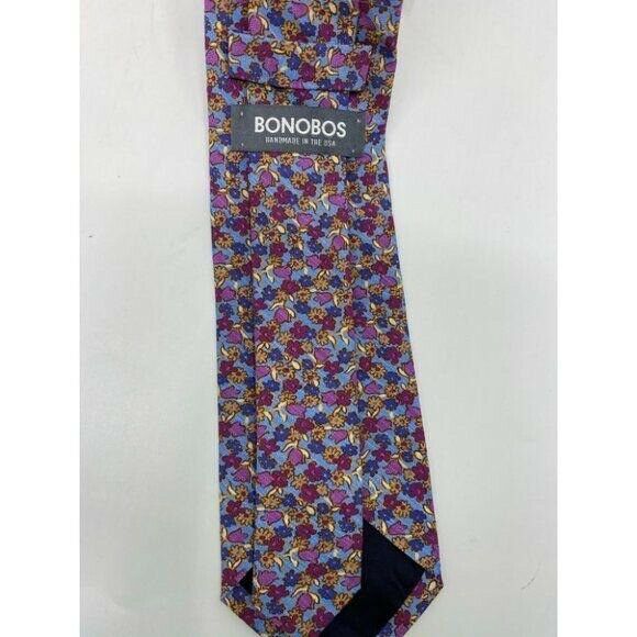 New! BONOBOS Purple Blue Orange Flower Neck Tie