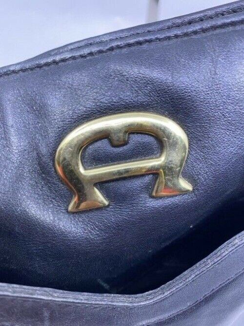 Etienne Aigner Vintage Classic Black Leather Shoulder Bag