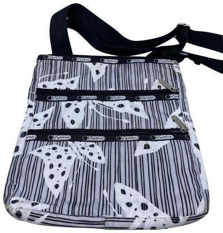 Lesportsac Triple Pocket Gray Nylon Cross Body Bag