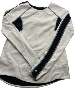 LULULEMON Womens White & Black Long Sleeves Stylish Sweaters Size: 4