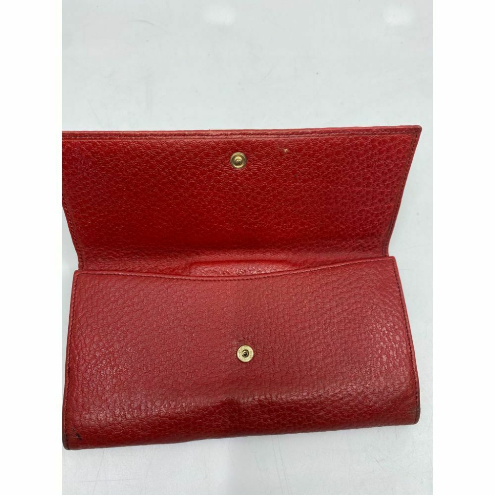 GUCCI Women Red Tri Fold Leather Wallet