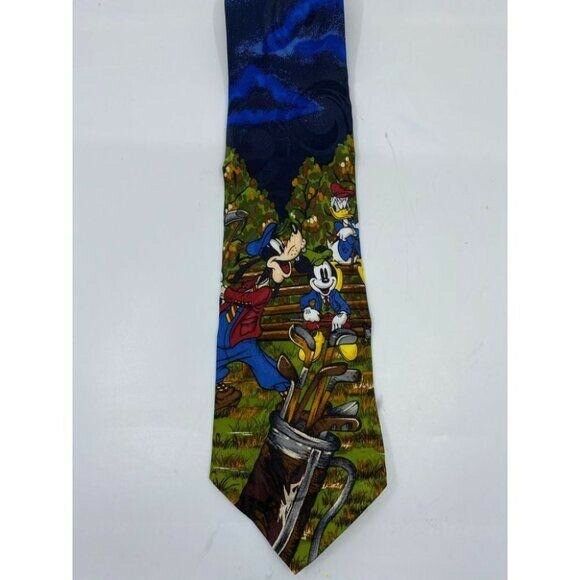 NWOT Disney Novelty Green Blue Neck Tie 100% Silk