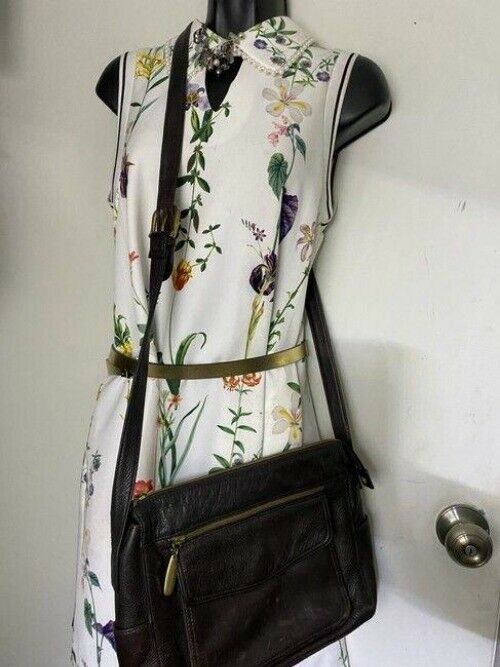 valerie stevens brown leather cross body bag