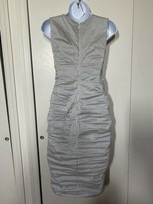 nicole miller new ruched linen striped msrp