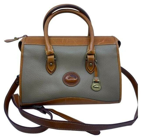 dooney and bourke vintage gray brown leather cross body bag