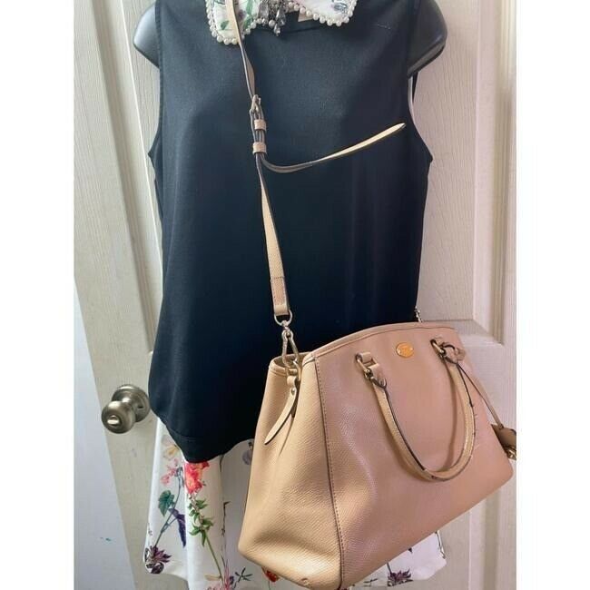 coach medium w adjustable strap tan leather cross body bag