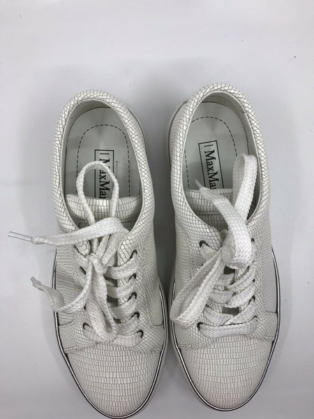 MAX MARA White Python  Leather Sneakers Sz 6.5