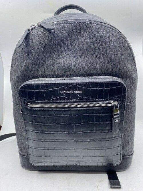 Michael Kors Men's Hudson Crocodile Embossed Leather and Logo Backpack - Black