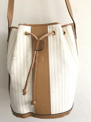 FENDI Vintage White/ Grey Bucket Bag