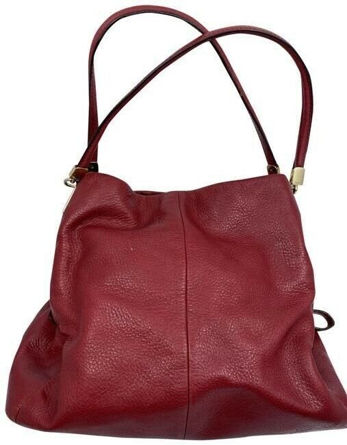 coach large red leather shoulder bag