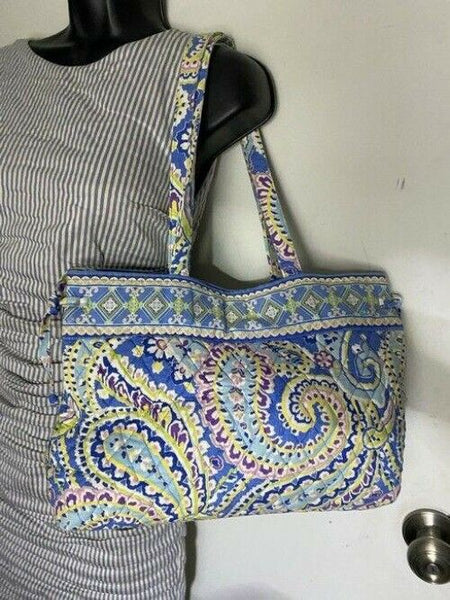 Vera Bradley Large Quilted Blue Purple Yellow White Shoulder Bag