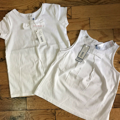 NWT! Lot Of 2 JACADI White Cotton Tops 4 Yrs