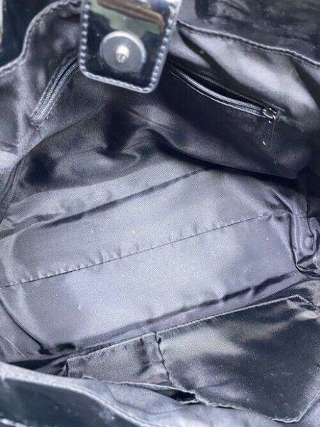 Harrods Shoulder Bag Black White Nylon Fabric Tote