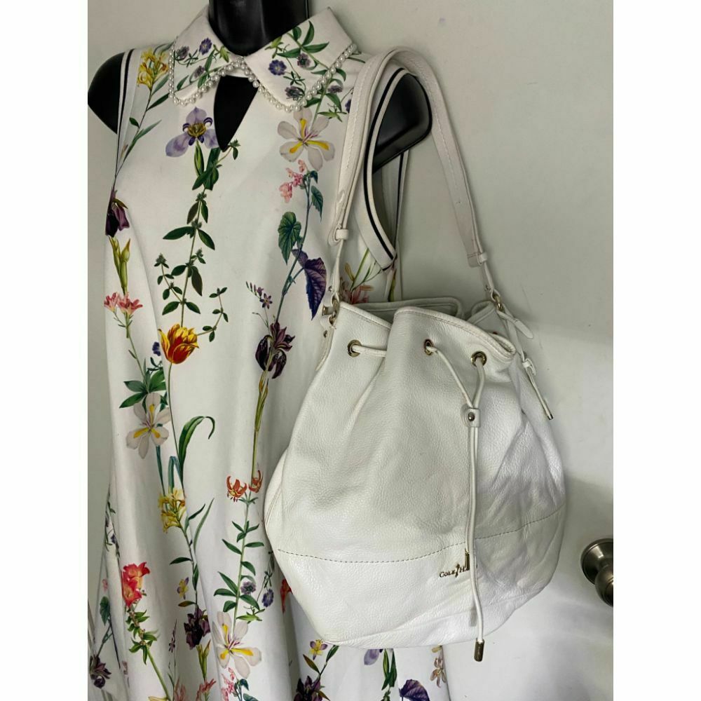 COLE HAAN White Large Leather Tote/ Shoulder Bag
