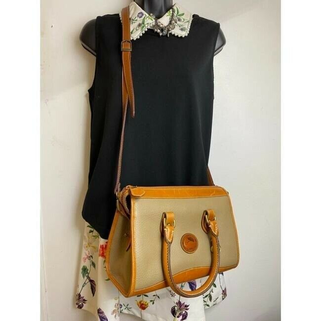dooney and bourke vintage gray brown leather cross body bag