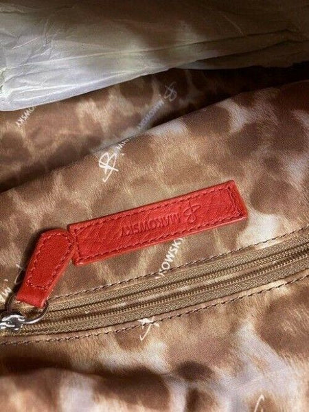 b makowsky large red leather shoulder bag