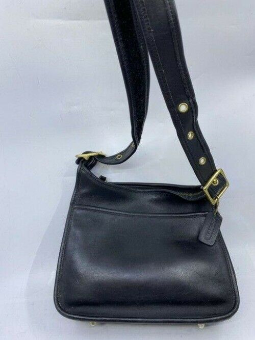 coach vintage medium black leather cross body bag