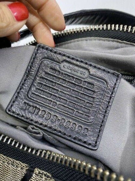 Coach Medium Msrp Black Beige Jacquard Fabric Shoulder Bag