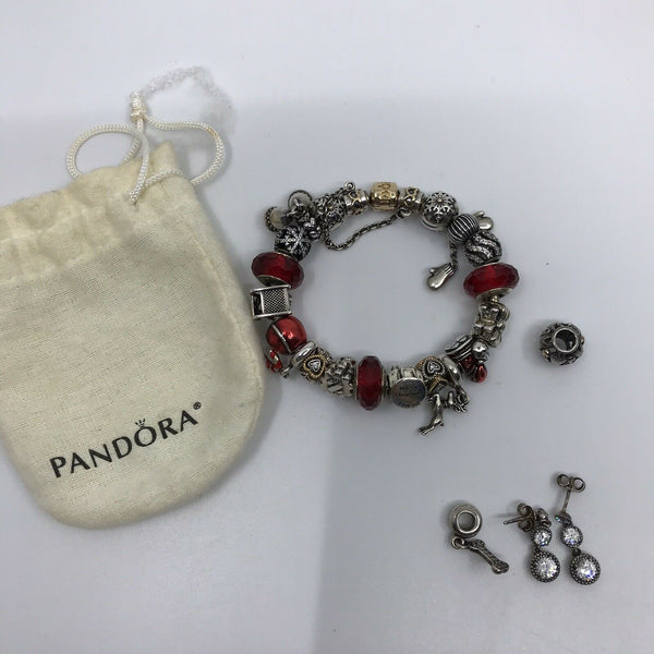 PANDORA Bracelet w/ Charms and Earrings