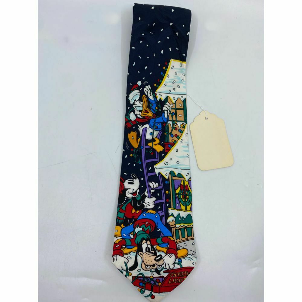 New! Mickey and Friends Disney Blue White Red Christmas Theme Neck Tie Msrp 59