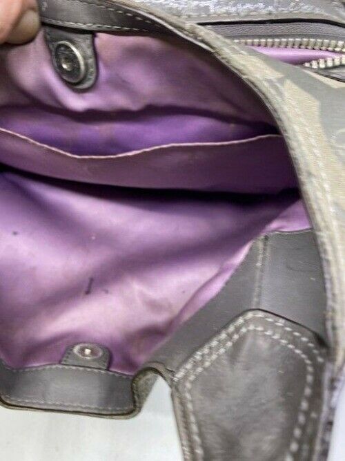 Coach Eddie Triple Compartment Gray Fabric Shoulder Bag