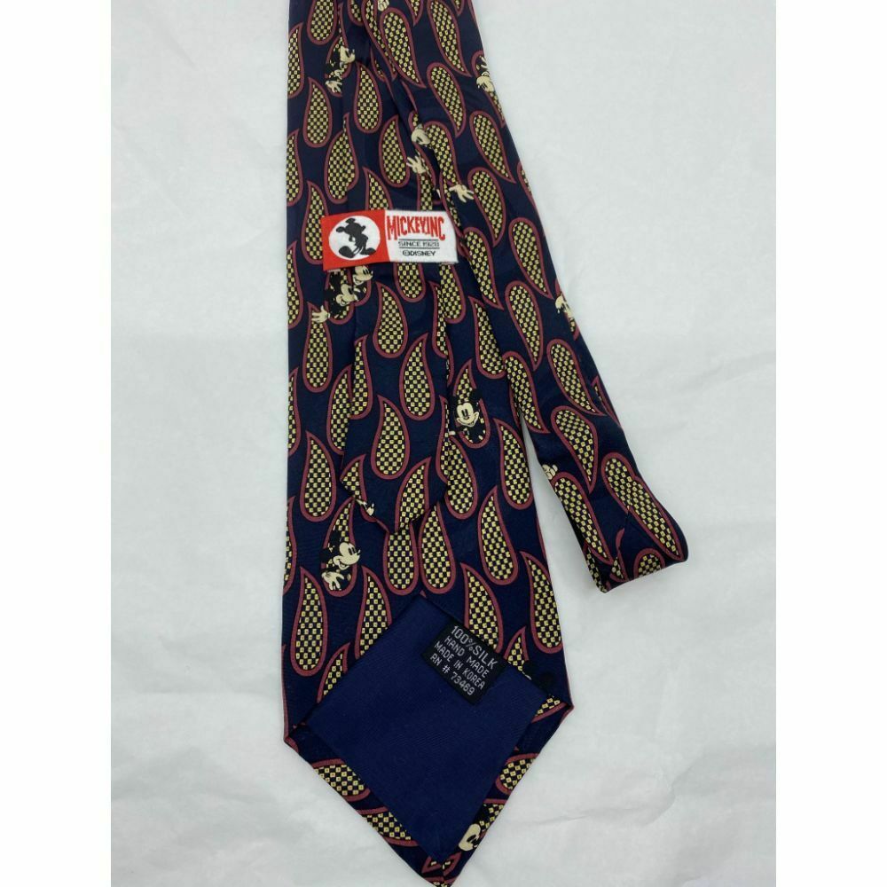 MICKEY MOUSE Disney Neck Tie Black Green Hand Made 100% Silk